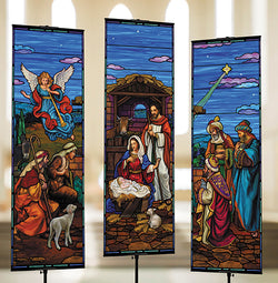 Stained Glass Nativity Banner Set - OFB4130