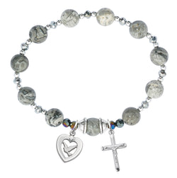 Grey Marble Rosary Bracelet - UZBR238