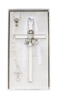 Rosary and Cross Gift Set - White - UZCBS1