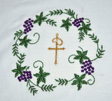 ChiRho with Grapes and Leaves  Mass Linens -- SL3020
