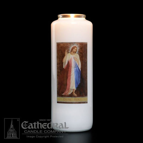 Patron Saint Glass 6 Day Candles - Divine Mercy - GG2110