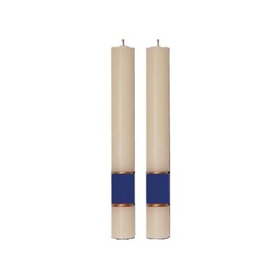 Paschal Side Candles - Dark Blue Gloria Sold As Pair
