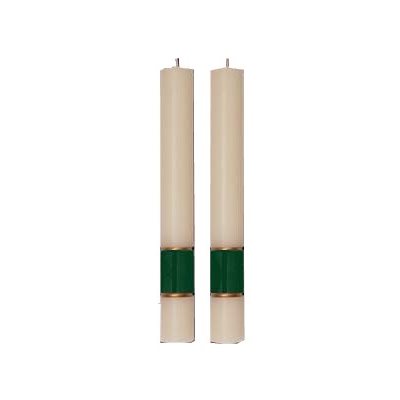 Paschal Side Candles - Green Gloria Sold As Pair