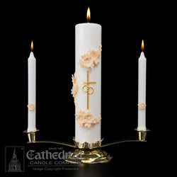 Holy Matrimony Wedding Ensemble (Stand, Center, and Two Side Candles)