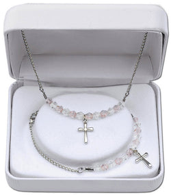 Crystal/Rose Bracelet and Necklace Set - HSMM2874