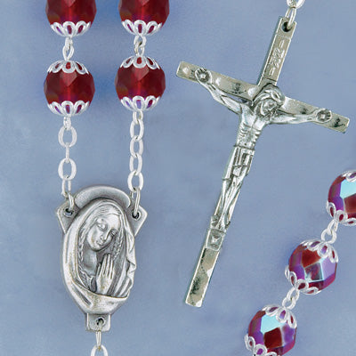 Red Crystal Rosary - HX385RB