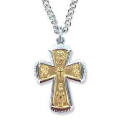 Two Toned Saint Cross Necklace - WOSM9641SH