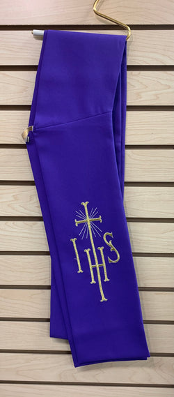 Deacon Stole with IHS Symbol - Purple - SO220PD