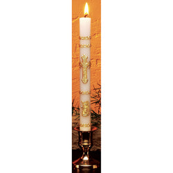 HE90900 - Gold Leaf Ornamented Baptismal Candle