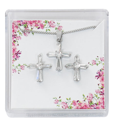 Cross Necklace and Earring Set - UZPES13