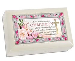 Ivory and Pink Petite First Communion Music Box - GPPJGIVJESUS