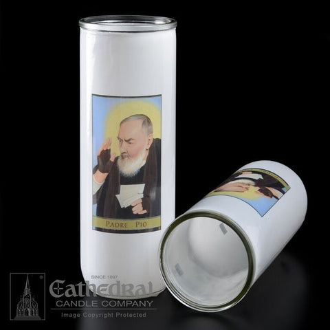 Patron Saint Glass 5/6/7 Day Globes - Padre Pio - GG2312