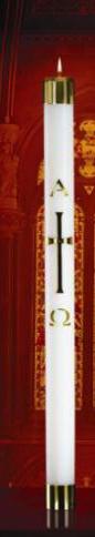 Paschal Candle Shell - Brass Cross with Alpha & Omega Symbols