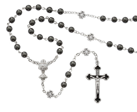 First Communion Rosary - Hematite - UZR670B