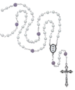 First Communion Rosary - Pearl Floral - UZR798W