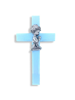 Blue Praying Boy Wall Cross - WOSE04352