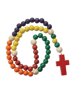 Colored Wood Bead Rosary 14 inch - WOSR3373