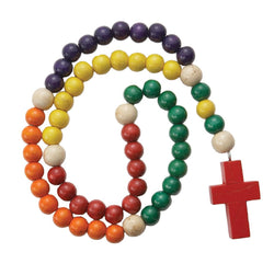 Colored Wood Bead Rosary 14 inch - WOSR3373