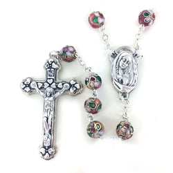 Rose Cloisonne Rosary - WOSR3998ROJC