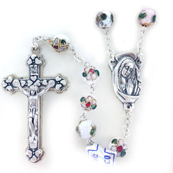 White Cloisonne Rosary - WOSR3998WHJC