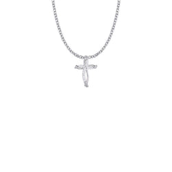 SHSterling Silver Crystal Bow Cross Necklace - WOSX