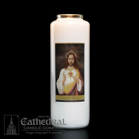 Patron Saint Glass 6 Day Candles - Sacred Heart - GG2104