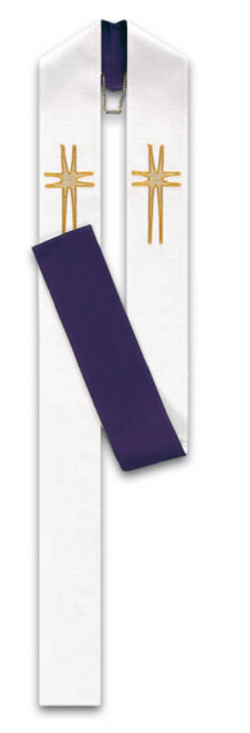 Reversible Overlay Stole - White/Purple - WN51-3806