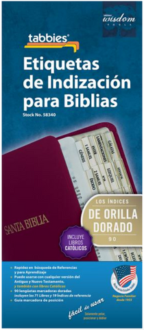 Spanish Catholic Bible Tab with Gold Center Strip & Black Lettering - 9789900493402