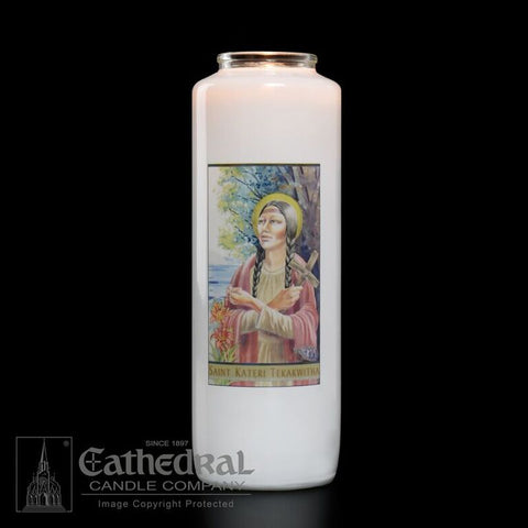 Patron Saint Glass 6 Day Candles - St. Kateri Tekakwitha - GG2115