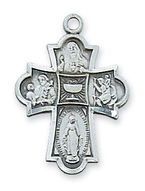 Four Way Medal with Chalice on 18" Chain - UZAN573P