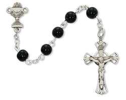 Black First Communion Rosary Gift Boxed - UZC15RB
