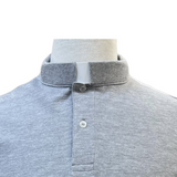 Tab Collar Polo Shirt - Long Sleeve - Heather Grey
