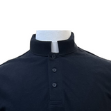 Tab Collar Polo Shirt - Short Sleeve - Black