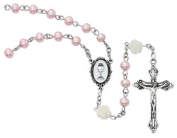First Communion Rosary - Pearl Floral - UZR796W