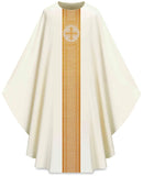 ASSISI Chasuble with woven band (Ecru, Red, Green, Purple) - WN70104