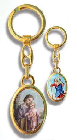 St. Joseph & St. Christopher Double-Sided Keychain - WSKC150GJO