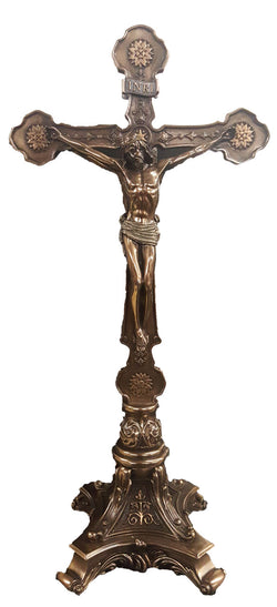 Standing 12.5" Double Sided Crucifix in Bronze - ZWSR77271