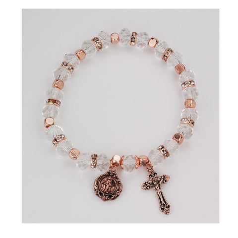 Copper and Crystal Rosary Bracelet UZBR892C