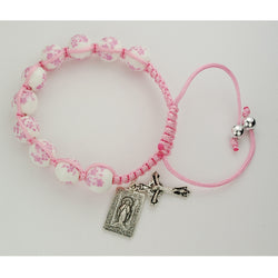 Pink Ceramic Corded Bracelet with Miraculous Medal UZBR903C