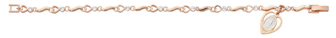 Rose Gold Heart and Cross Bracelet with Our Lady of Guadalupe UZBR907