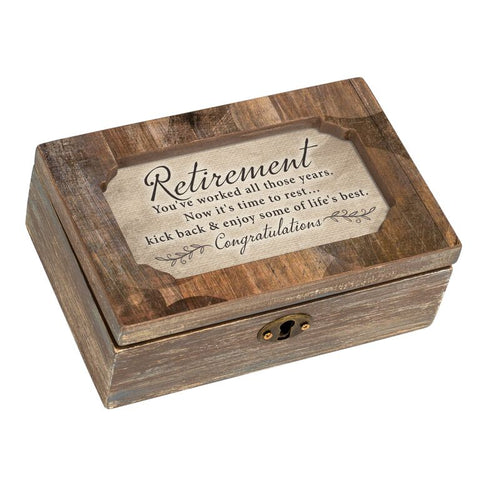 Wood Style Petite Decoupage Music Box Retirement- GPDDPTHOUR