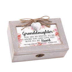 Petite Distressed Music Box with Locket Granddaughter- GPLPNTHOUGD