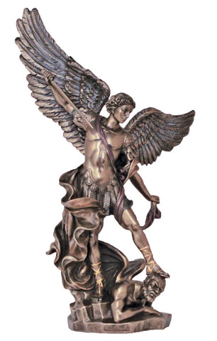 14.5"  St . Michael Statue in Bronze - ZWSR71543