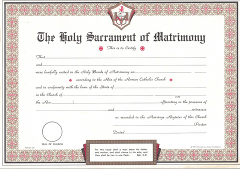 Marriage Certificate Pad - OB1043