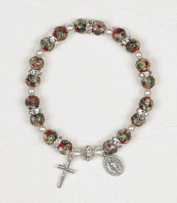 Red Cloisonne Nativity Stretch Bracelet - NP108163253