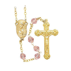 Pink with Gold Chain Rosary-WOSR3972ROJC