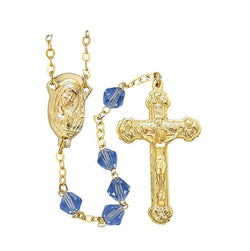 Sapphire with Gold Chain Rosary-WOSR3972SAJC