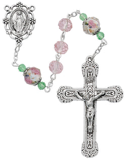 Pink Crystal Flower Rosary - UZR873F