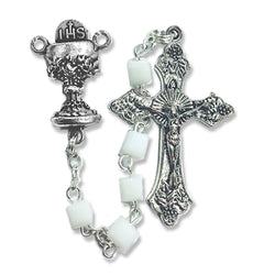 White First Communion Rosary - WOSR3992JC