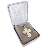 Two Toned Saint Cross Necklace - WOSM9641SH